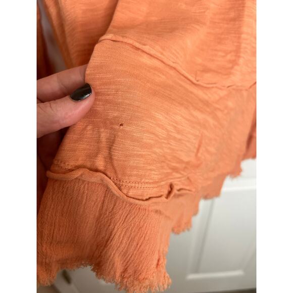 Altar'd State Women's Long Sleeve Orange Top Fringe V-Neck Shirt Size Small - Picture 9 of 9